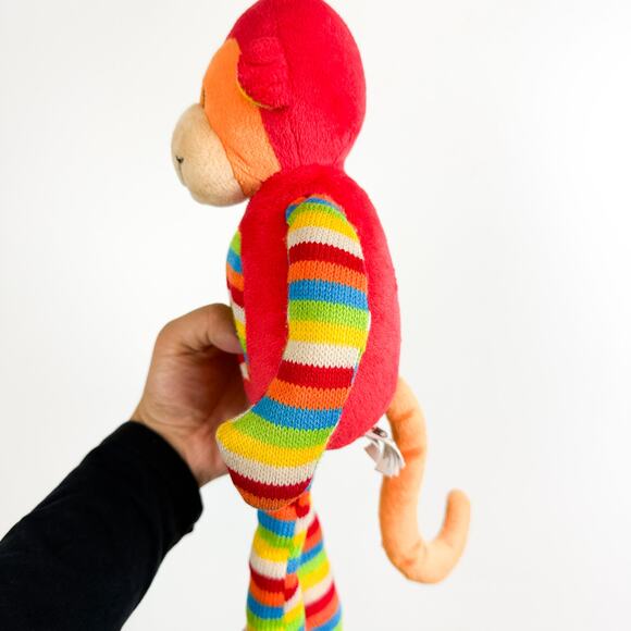 Spencer the Crinkle Monkey 2-Pack Small Rainbow and Blue  Rare JellyCat Rainbow Stripe Monkey Crinkle Plush Stuffed Animal